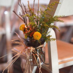 Fall Rustic Barn Wedding Inspiration | Center Aisle Floral Stands