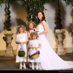 Summer Wedding | Bride and her Flower Girls | White Tule Dresses with Flower Crown