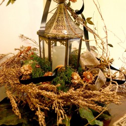 Fall Harvest Wedding Center Table Decoration | Lantern, and Center Wreath