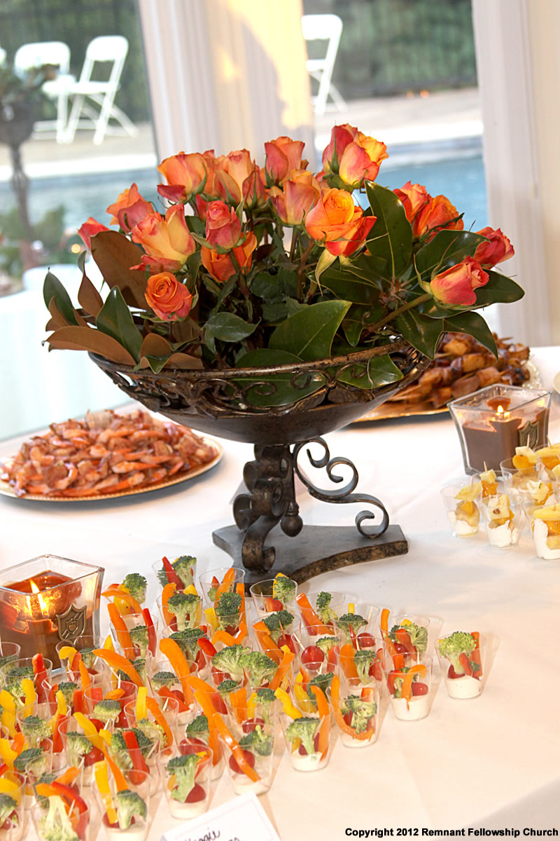 Fall Wedding Reception Centerpiece | Bronze Centerpiece with Orange Roses