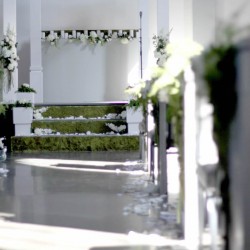Spring Green and White Chuppah and Stage Decorations