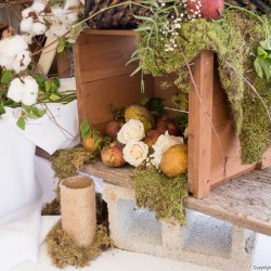 Rustic Fall Wedding Decorations | Wooden Crates with Moss and Flowers