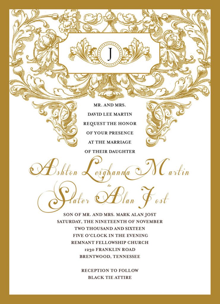 Slater Jost and Ashton Martin Wedding Invitation