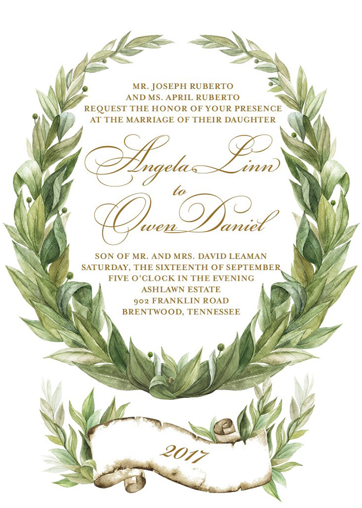 Angela Ruberto and Owen Leaman Wedding Invitation