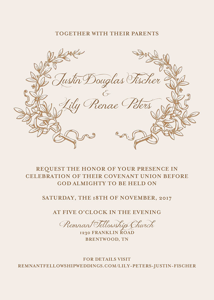 Lily Peters and Justin Fischer Wedding Invitation