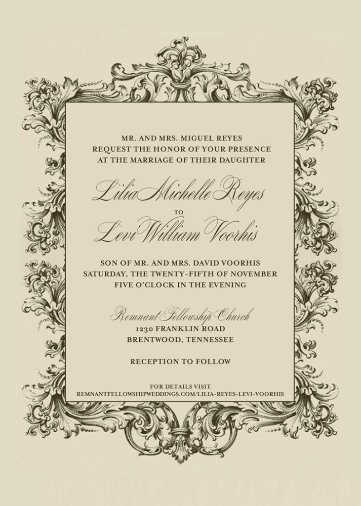 Lilia Reyes and Levi Voorhis Wedding Invitation