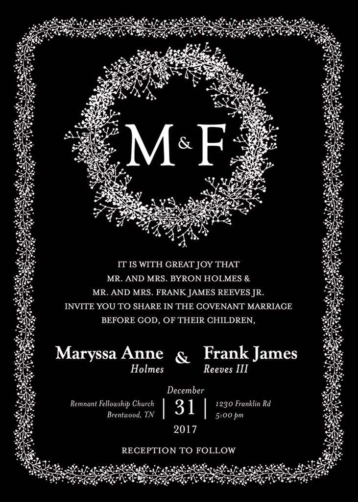 Maryssa Homes and Frank Reeves Wedding Invitation