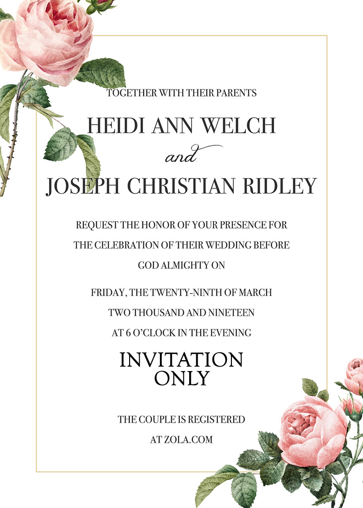 Welch-Ridley Remnant Fellowship Wedding Invitation