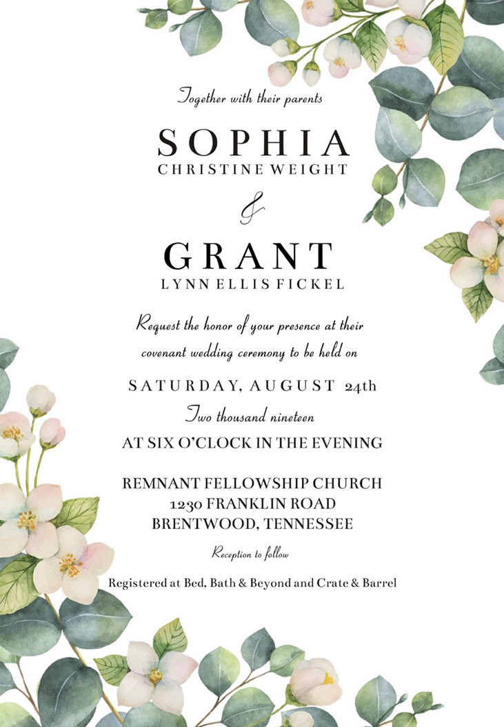 Fickel-Weight Remnant Fellowship Wedding Invitation