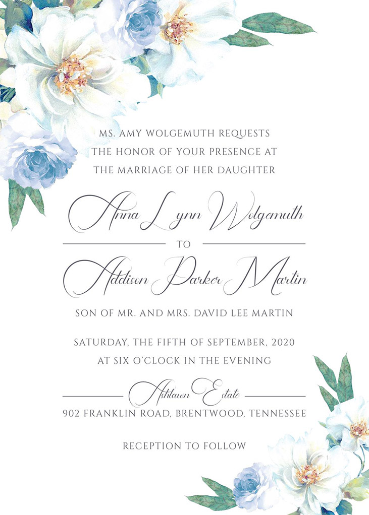 Wolgemuth-Martin Remnant Fellowship Wedding Invitation