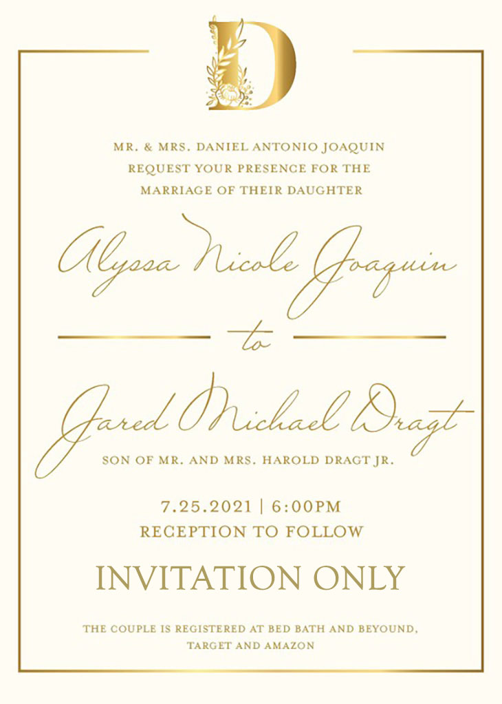 Joaquin-Dragt Remnant Fellowship Wedding Invitation