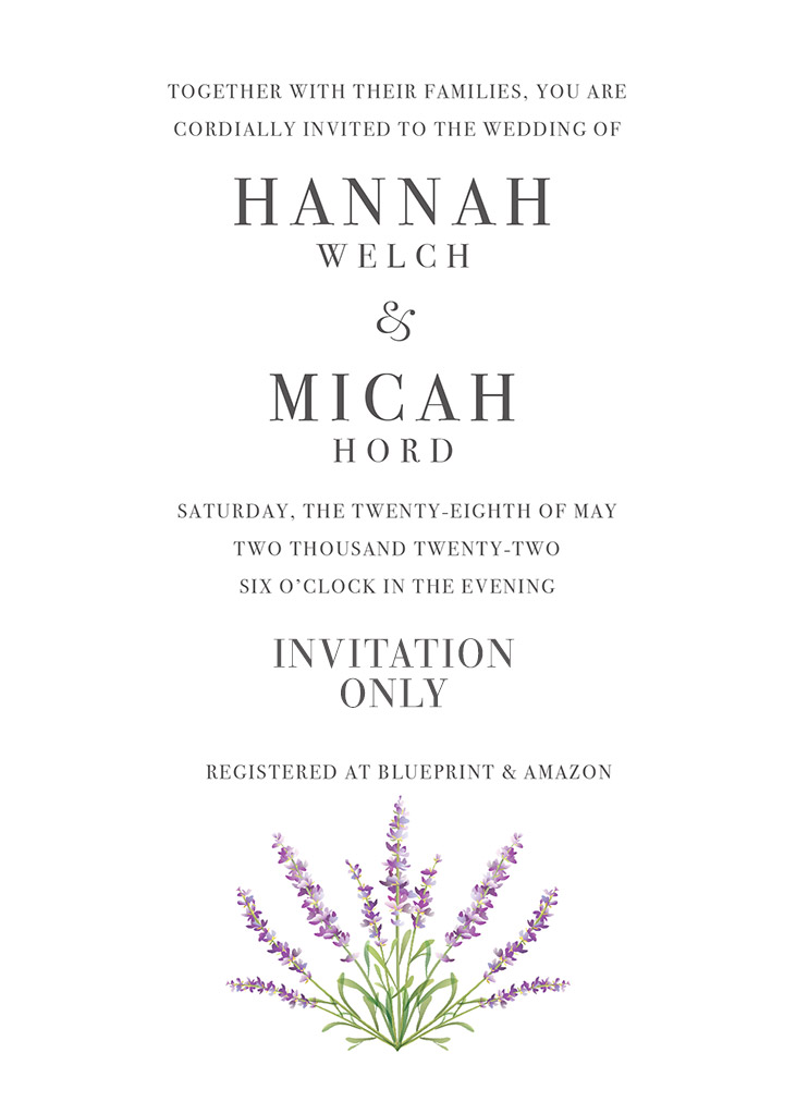 Welch-Hord Remnant Fellowship Wedding Invitation