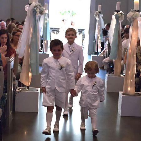 May Spring Covenant Wedding | White Ring Bearer Suits