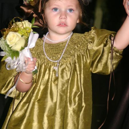 Fall Wedding Flower Girl Outfit | Fall Green with Brown Side Bow and Mini Bouquet
