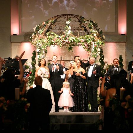 Spring Wedding Chuppah | Iron Chuppah with Pink Flowers and Greenery
