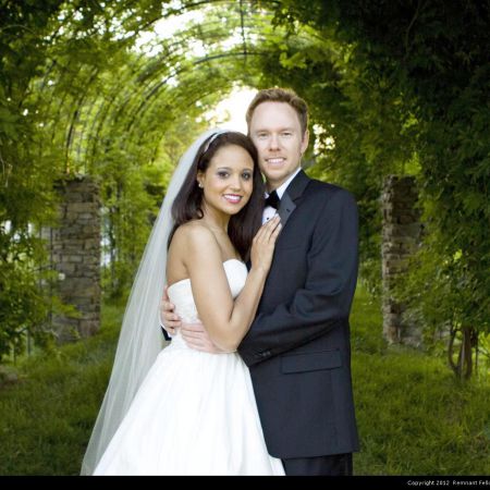 Bride and Groom Portrait | White Formal Dress with Veil. Black Groom's Tux