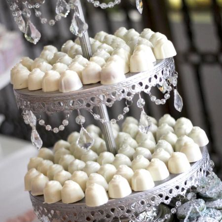 White Wedding Dessert | White Truffles with Rosette Decoration