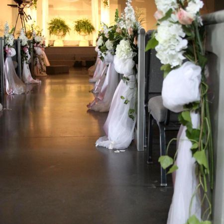Spring White and Pink Floral Aisle Decorations