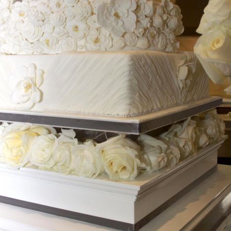 Summer Wedding Cake | Square Tiered Wedding Cake with Fondant Roses