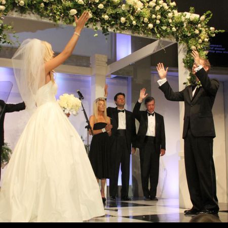 Summer Wedding Chuppah | White Wooden Chuppah with Greenery and White Roses