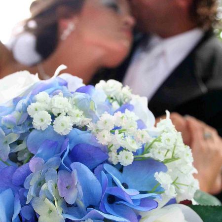 Warren Wedding Bouquet Summer Wedding Bouquet | White Wedding Bouquet with Blue Accents