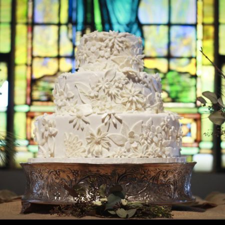 Winter Wedding Cake inspiration | Three-Tiered Cake with Floral Fondant Decorations