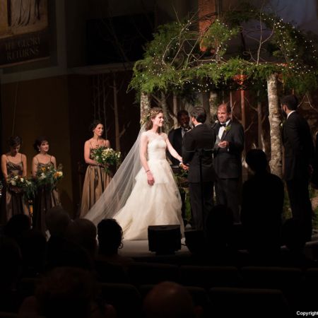 Jost/Stone Covenant Wedding Fall Woodland Wedding Chuppah Decoration | Greenery and Twinkle Lights
