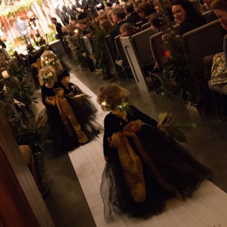 Formal Fall Woodland Wedding | Flower Girl Outfits. Long Black Tule Skirts and Full Long Bow