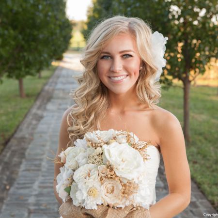 Fall Bridal Long Wavy Hair with Side Flower Accessory