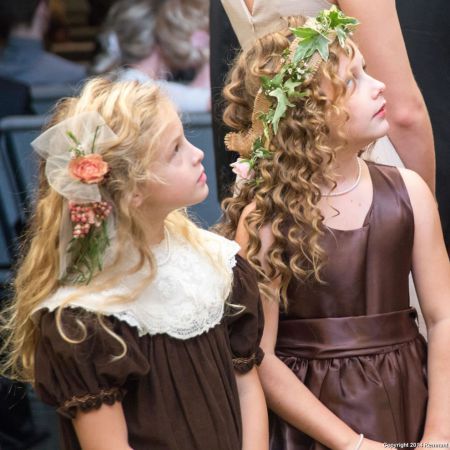Fall Rustic Wedding Flower Girl Dresses | Brown Long Dresses, Lace Bib and Flower Crown