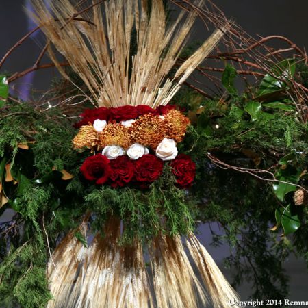 Harvest Fall Wedding | Maroon and Gold Wheat and Floral Chuppah