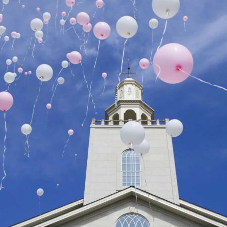 Summer Wedding Balloon Release | Pink and White Balloons | Remnant Fellowship Church