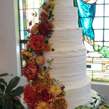 Burnt Orange and Gold Fall Floral Wedding Cake Inspiration
