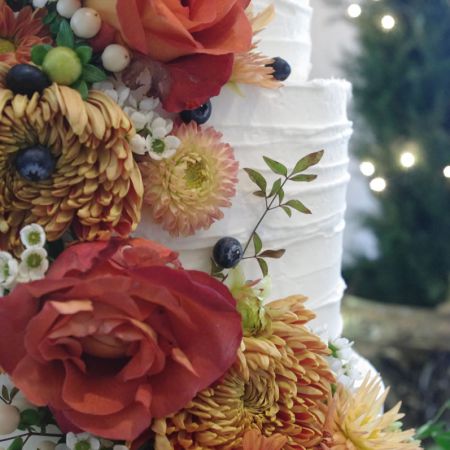 Thissen/MacPherson Covenant Wedding Burnt Orange and Gold Fall Floral Wedding Cake Inspiration