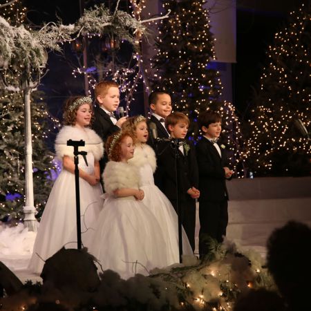 Winter Wedding Color Inspiration | White Tule Flower Girl Dresses. Black Ring Bearer Tuxes