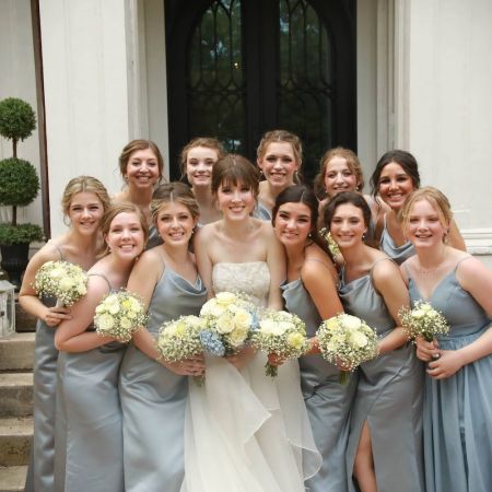 Wheeler/VanZante Covenant Wedding Wheeler/VanZante Covenant Wedding- Light Blue Satin Bridesmaid Dresses with cowl neck