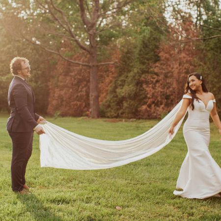 Jackson/Gutierrez Covenant Wedding Jackson/Gutierrez Remnant Fellowship Wedding Off the Shoulder Satin Mermaid Style Dress with Sweet Heart Neckline