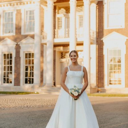 Petralito/Sims Covenant Wedding Petralito/Sims Remnant Fellowship Wedding Summer Bride with Satin Square Neck Dress