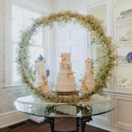 Hannah/Fischer Covenant Wedding Gorgeous White Wedding Cake with Gold Detailing foliage, details, monogram