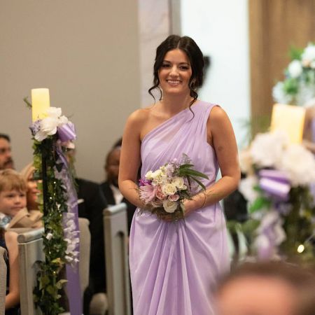Day/Lewis Covenant Wedding Day/Lewis Remnant Wedding-Bridesmaid wearing a spring purple one shoulder Dress