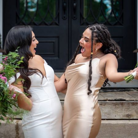 Jackson/Gutierrez Covenant Wedding Jackson/Gutierrez Remnant Fellowship Wedding- Gold Satin Bridesmaid dress with Cowl Neck