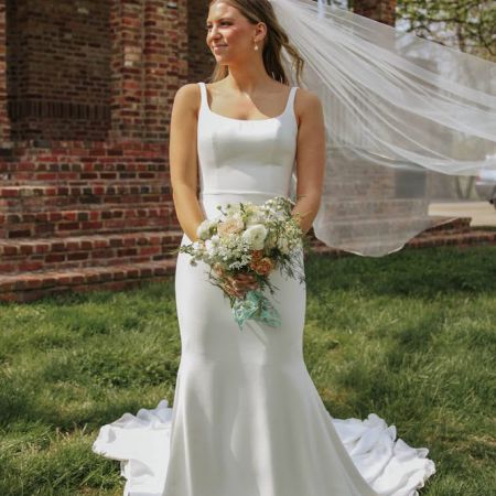 Gadke/Rector Covenant Wedding Square Neck Satin Mermaid Wedding Dress