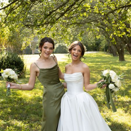 Fall Martini Green Silk Bridesmaid Dress