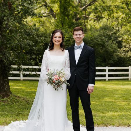 Jeter/Straley Covenant Wedding Jeter/Straley Remnant Fellowship Wedding Spring Bride Satin Square-Neck Wedding Dress with Lace detail sleeves