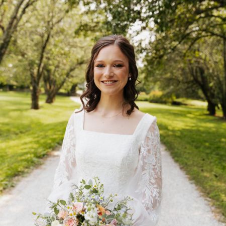 Jeter/Straley Covenant Wedding Jeter/Straley Remnant Fellowship Wedding Spring Bride Satin Square-Neck Wedding Dress with Lace detail sleeves