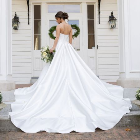 McDonald Covenant Wedding Satin Ballgown Wedding Dress with Long train