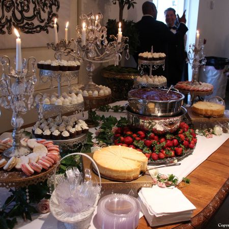 Food table decorations for the reception of the Peters Sroda Covenant Wedding celebration