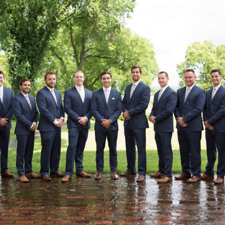 June Summer Wedding Groomsmen Navy Suits