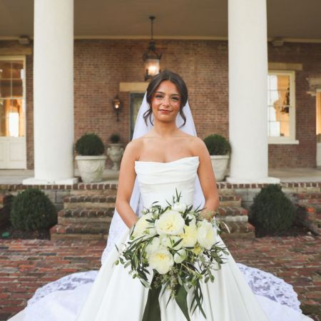 Large Garden Rose bouquet with Martini Green Ribbon and olive branches by The Remnant Fellowship Flower Team