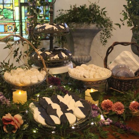 Whimsical Reception Food table with cookies and desserts